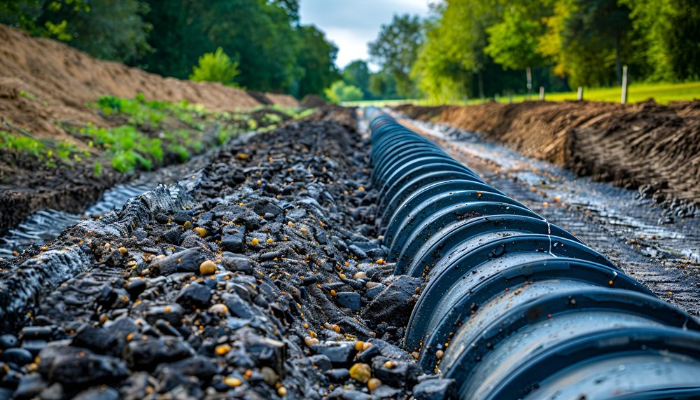 Laying subsurface drainagae systems