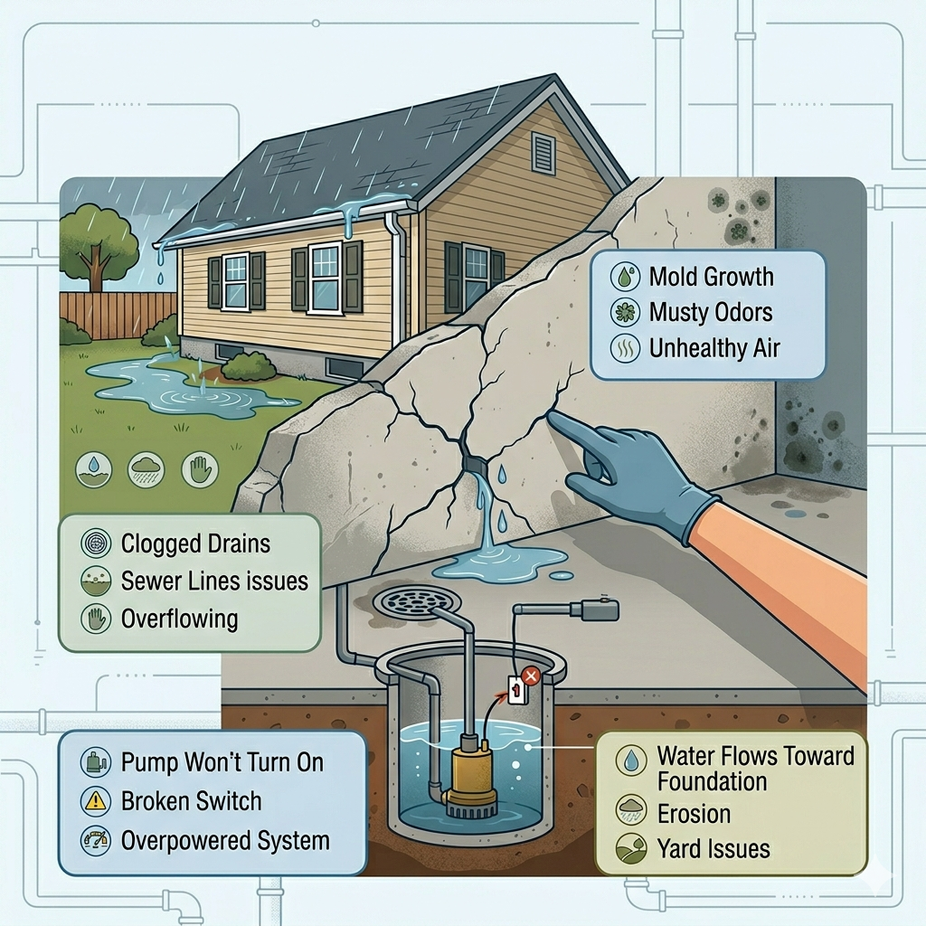 common basement and drainage problems we fix