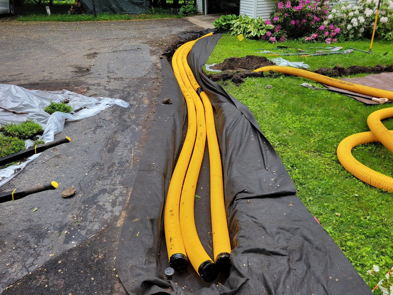 exterior drainage systems during install