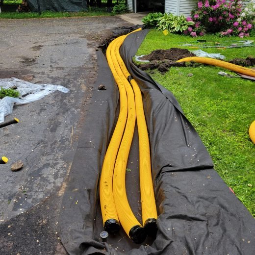 exterior drainage systems during install